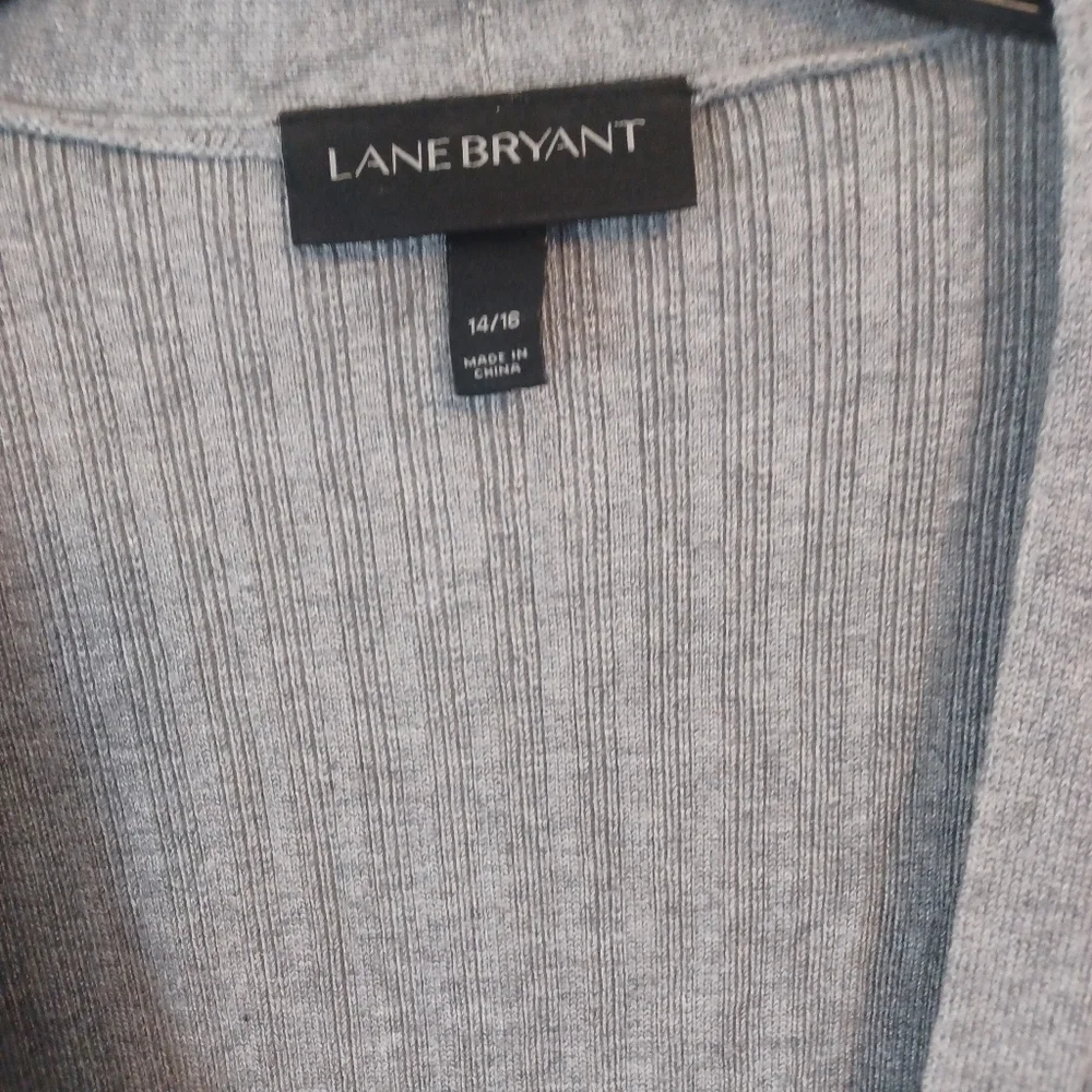 Lane Bryant Bell Sleeve Cardigan Sweater Gray Sz 14/16